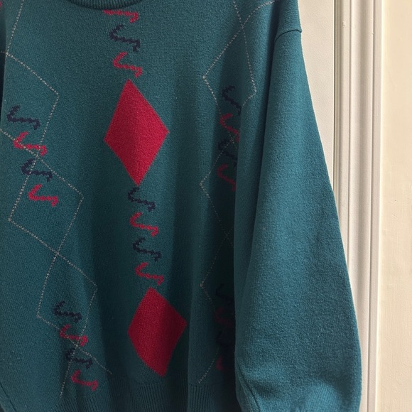 Mackinnon of Scotland Sweater Men's Size Small Pure 100% Lambswool Green Holiday - Picture 5 of 13